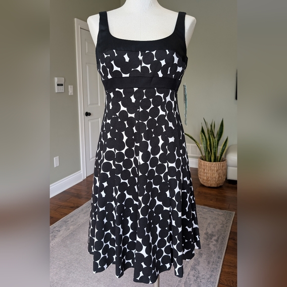 jones wear dress Dresses & Skirts - Jones Wear Dress Black White Polka Dot Cotton Blend Fit Flare Size 4 (S) NWT